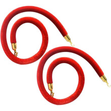 2pcs Crowd Control Stanchion Rope Kit Red Velvet Hooks for Parties Conferences and Queue Dividers
