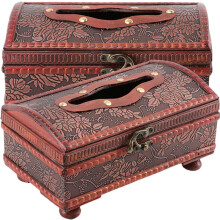 2 Stück Taschentuchboxen aus Holz im Vintage-Stil, leichte Serviettenboxen