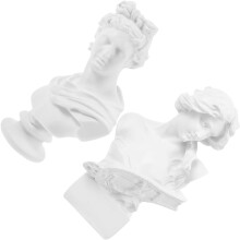 2er-Set Harzfiguren, Büsten, Retro-Stil, Weiß, elegant, filigranes Design, dekorativ