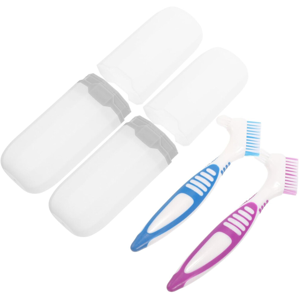 Hkhbjs Double-Sided Denture Cleaning Brush And Braces Toothbrush Set, Portable Mini Oral Care Kit