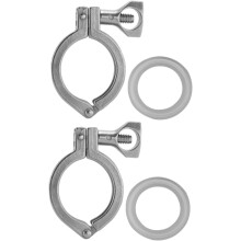 2 Sets Heavy Duty Single Pin Tri Clamp Stainless Steel Silicone Gasket