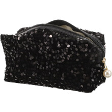 2pcs Shining Sequin Makeup Bag Large Capacity for Travel Cosmetic Storage Square Design for Lady's Daily Use