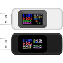 2 Stück USB-Voltmeter-Amperemeter-Bildschirmtester für USB-Ladeüberwachung, weißes Messgerät, Leistungstester