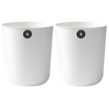 2 papeleras de plástico PP, diseño sencillo, orificio redondo, resistentes, fáciles de limpiar, color blanco.