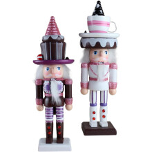 2 Stück Weihnachtsfiguren: Nussknacker-Soldaten aus Holz, Walnussholz, naturgetreues Design, graviert, sicher