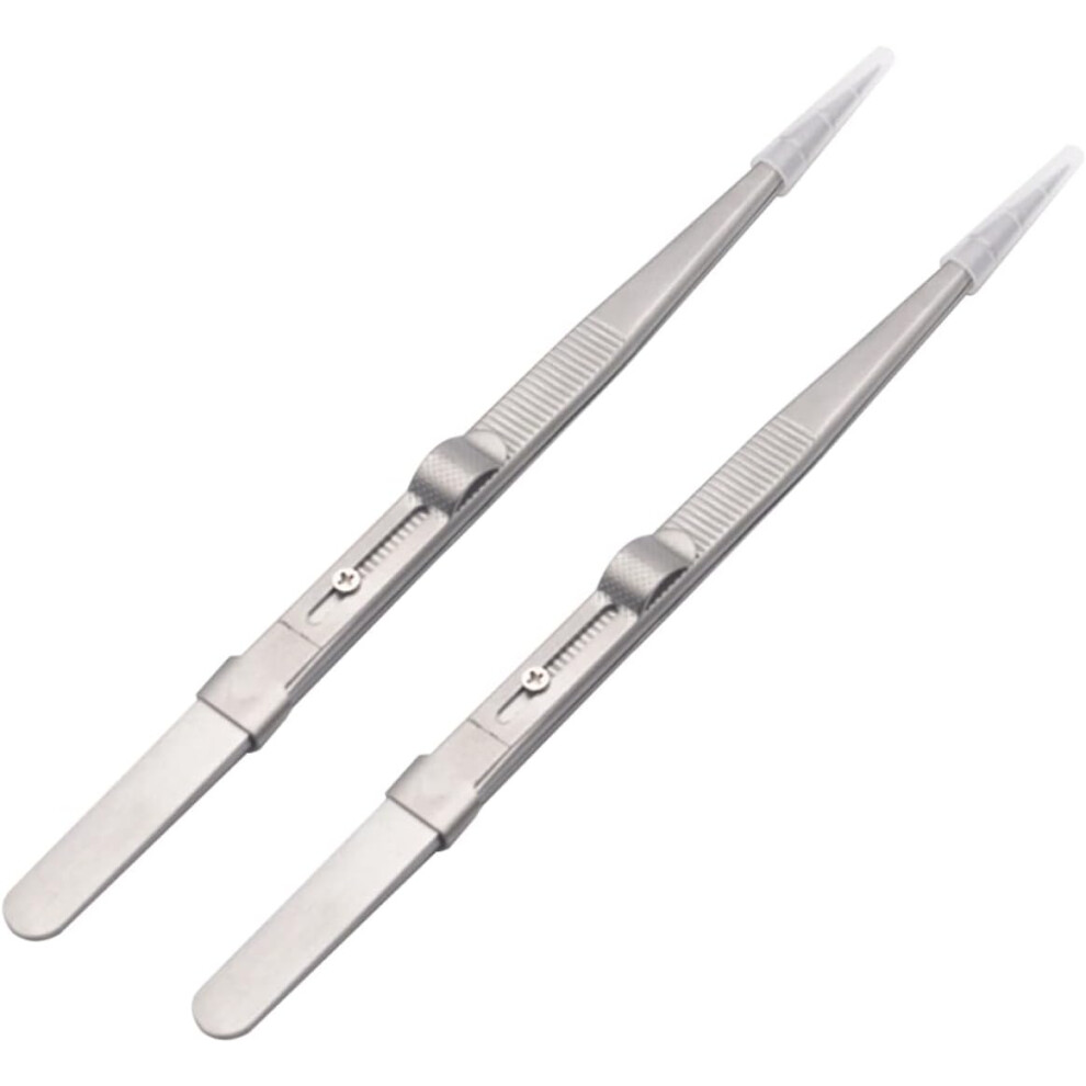 Hkhbjs 2Pcs Steel Multifunctional Tweezers Set Pointed Tip Craft Jewelry Tweezers For Nail Manicure Art Professional Repair Kit