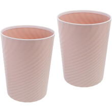 2 pequeños cubos de basura de plástico con diseño acanalado para una rápida eliminación de residuos.