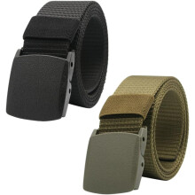 2er-Pack Canvas-Gürtel für Damen und Herren, leicht, verstellbar, für Outdoor-Training, mit Kunststoffschnalle, modisch und lässig