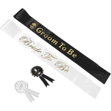 sets bruidscorsage, bruid en bruidegroom, kanten badges en sjerpen, comfortabele feestaccessoires.