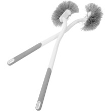 2 Stück Toilettenbürsten mit langem Griff und steifen Borsten für die Reinigung der Toilettenschüssel – ergonomisches Design