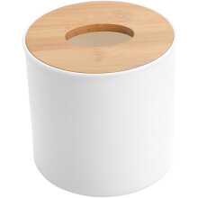2er-Pack Aufbewahrungsboxen für Taschentücher mit Holzdeckel, rund, moderner nordischer Stil, leicht zugänglich, tragbar, weiß