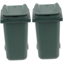 Juego de 2 mini papeleras de plástico para escritorio y portalápices de oficina, pequeño cubo de basura verde.