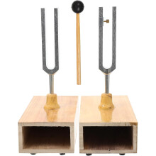 Stimmgabel-Set 440 Hz, Resonanzinstrument mit Holzsockel und Hammer