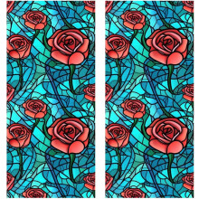 2 Stück Blumen-Fensterfolie, blickdicht, statisch haftend, Buntglas-Optik, PVC-Material