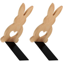 2 Stück Buchstützen aus Holz in Hasenform, kleine Hasen-Buchstützen für den Schreibtisch, funktionale Tier-Buchstützen