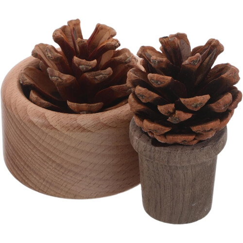 Set van 2 etherische olie diffusers van massief hout met dennenappeldesign