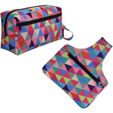 2-teiliges Strickwerkzeug-Organizer-Set mit Garnaufbewahrungstaschen, farbenfroher Schultertasche und großem achteckigem Beutel