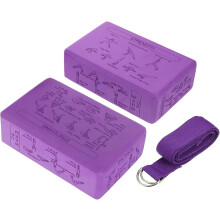 Set di 2 blocchi yoga in EVA ad alta densità, antiscivolo, in morbida schiuma, con cinturino.