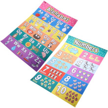 2-teiliges Set mit Lernpostern für die frühe Kindheit, Alphabet- und Mathematik-Lernposter, 30 x 45 cm