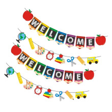 Willkommen zurück in der Schule! Banner aus hochwertigem, farbechtem und bedrucktem Papier (4 Stück)