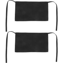 2 Stück schwarze Restaurant-Servierschürzen mit zwei Taschen für Küche, Kochen und Backen, Halbtaillenschürzen