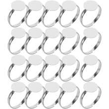20 Stück verstellbare flache Ringrohlinge aus Silber, DIY-Schmuckzubehör, Bastel-Metallringfassungen