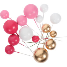 80 adornos de bolas decorativas para tartas de cumpleaños, palillos de espuma ligeros.