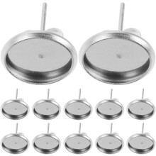 20 Stück Edelstahl-Ohrringfassungen, 10 mm Rohlinge für Ohrstecker, DIY-Schmuckzubehör