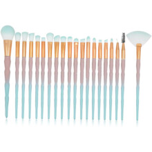 Juego de 20 brochas de maquillaje con mango de diamante y piedra para ojos, ideales para maquillaje ligero y de piel sintética.