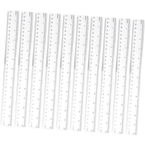 Regras de plástico de 20pcs Regras de medição de 12 polegadas com polegadas e centímetros resistentes e coloridos