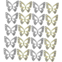 20pcs Nail Charms with Rhinestones Butterfly Manicure Decorations for Women Nail Art Supplies Acrylic Gems for Natural