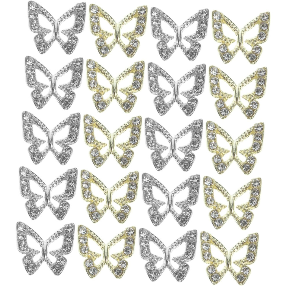Hkhbjs 20Pcs Nail Charms With Rhinestones Butterfly Manicure Decorations For Women Nail Art Supplies Acrylic Gems For Natural
