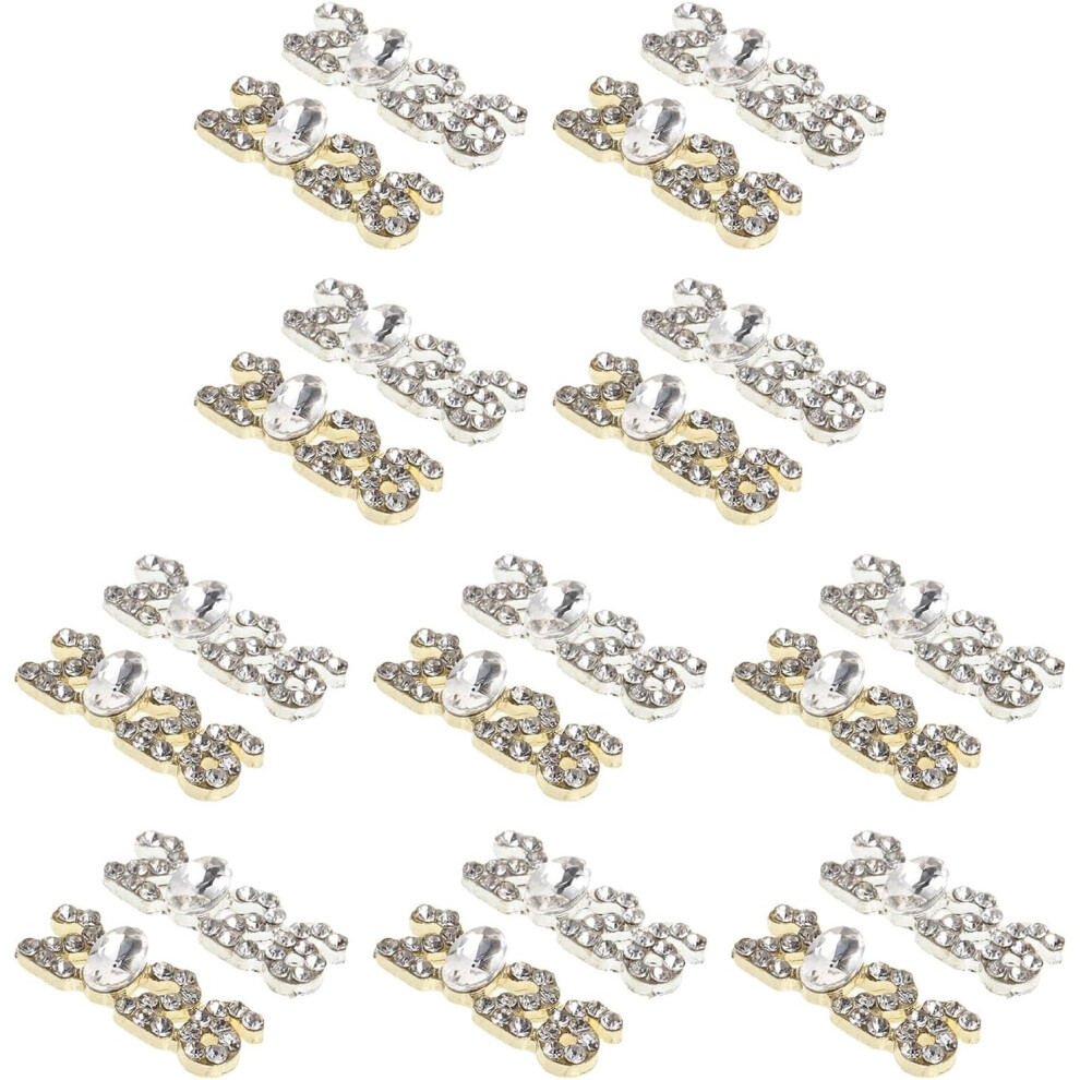 Hkhbjs Silver 20Pcs Nail Art Decorations Glitter Charms Rhinestone Dazzling Jewellery For Manicure Ornaments