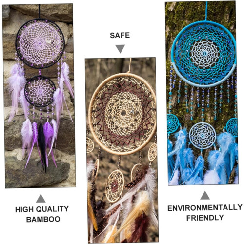 14pcs Natural Bamboo Dream Catcher Hoops e guirlanda Loop Frames para artesanato de bricolagem 1