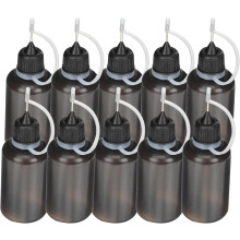 20 Stück 30-ml-Maschinenölflaschen mit Stahldüse, schwarze LDPE-Präzisionsklebstoff-Quetschflaschen