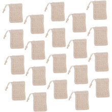 20 sacchetti in rete di cotone e lino per sapone, ideali per esfoliare e per i viaggi.
