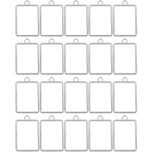 20 colgantes rectangulares huecos plateados para manualidades, accesorios de joyería