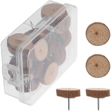Reißzwecken aus Holz für Wand und Pinnwand, 20 Stück dekorative Holzreißzwecken