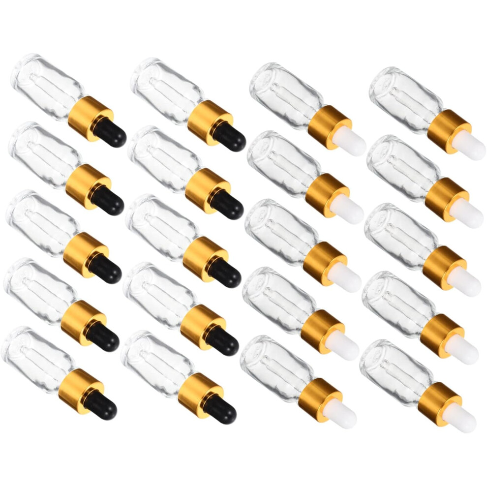 Hkhbjs Gold 20Pcs Refillable Glass Dropper Bottles For Essential Oil Empty Glass Storage Bottles Top Cap