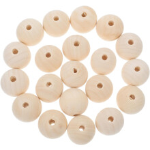 20 runde Naturholzperlen (30 mm) mit großem Loch für DIY-Bastelarbeiten