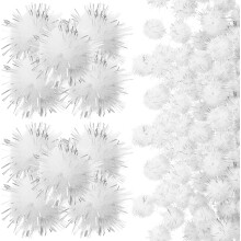 2000 db-os mini csillámos pompon bolyhos kézműves golyók 1,5 cm-es fehér puffgolyók barkácsoláshoz