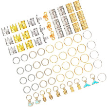 200 Stück geflochtene Ringclips mit Perlenanhängern für Haarflechten, Schmuck und Dreadlocks