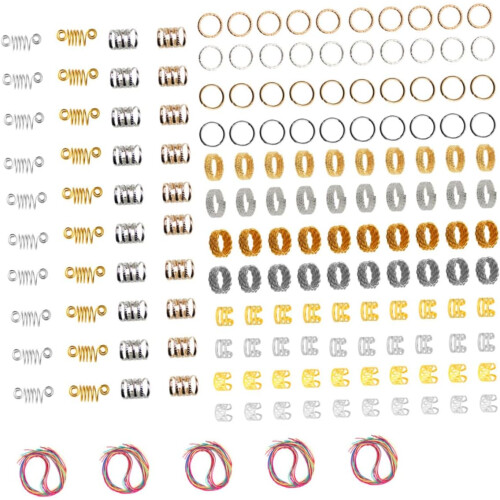 225 pezzi di fermagli per capelli per dreadlocks, anelli per capelli chic, anelli per trecce per dreadlocks, accessori per trecce