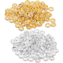 200 Stück funkelnde, lose, runde Strass-Abstandshalter für Halsketten und Armbänder