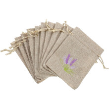 22pcs Small Burlap Drawstring Bags Lavender Embroidery Pattern for Jewelry and Valuables