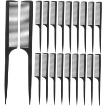 20 Stück schwarze Rattenschwanzkämme mit feinen Zähnen und scharfer Spitze zum Toupieren der Haare