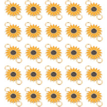 25 Stück Verbindungsstücke in Form von Gänseblümchenblüten aus Legierung mit Doppellöchern, gelbe Anhängerglieder aus Legierung