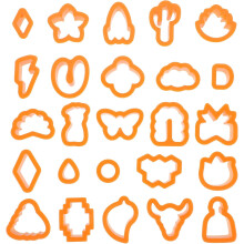 Set van 25 oorbelvormpjes van polymeerklei, oranje, voor het zelf maken van sieraden met polymeervormpjes.