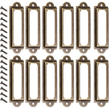 25-teiliges Set Retro-Schubladenetiketten aus Metall, 60 17 mm, mit 50 Schrauben