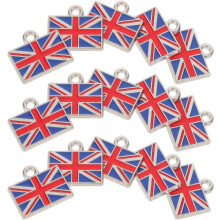 25 Stück Schlüsselanhänger mit Nationalflaggen-Anhängern aus Metall für DIY-Schmuck im europäischen Stil